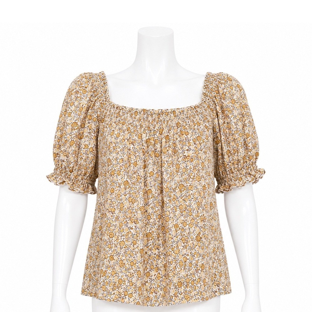 Old Navy Puff Sleeve Smocked Blouse Top Women's Size 2X Floral Square Neck Boho